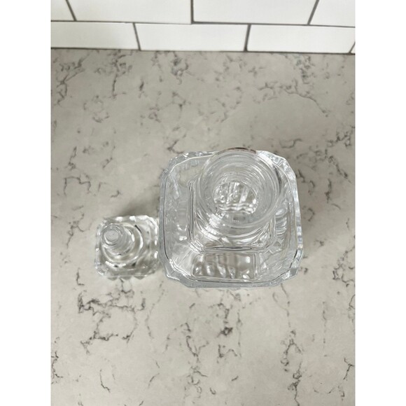 Vintage Clear Crystal Glass Square Decanter w/ Stopper Diamond Barware - Picture 4 of 5
